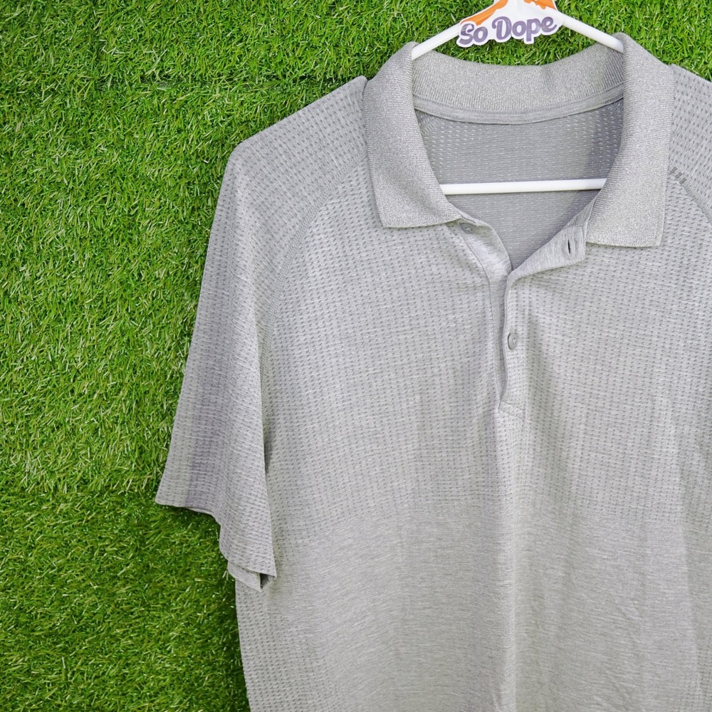 Lululemon Metal Vent Tech Polo Heathered Grey Mesh - Men Size M
